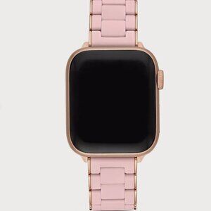 Michele Silicone 3-Link Pink Gold Interchangeable Apple Watch Bracelet Strap